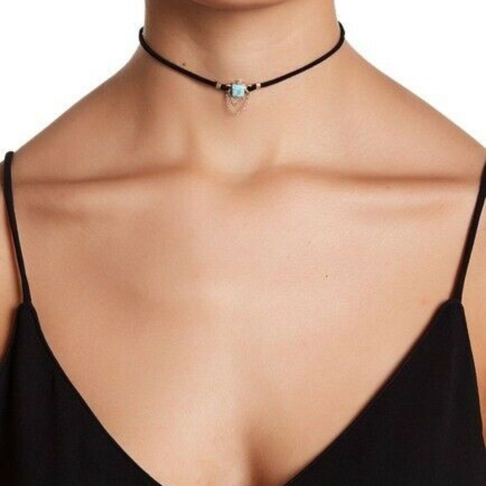 Nordstrom Melrose and Market Sueded Turq Necklace NWT 45